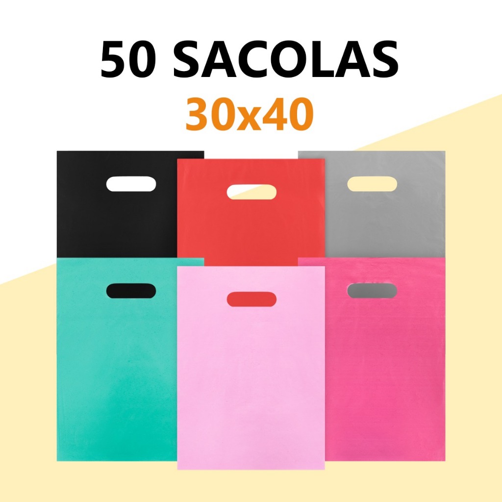 50 sacolas plastica boca de palhaço ou vasada 30x40 para loja em Oferta na Shopee