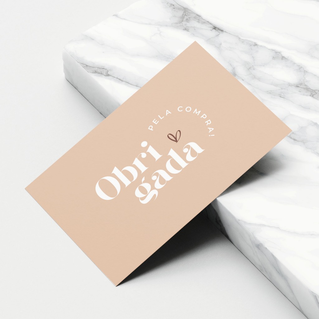 Mini cartão postal de agradecimento nude obrigada pela compra cor neutra pastel em Oferta na Shopee