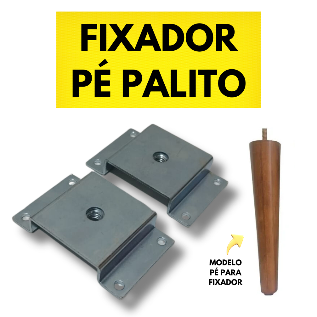 4 Suporte de Pé Palito Chapinha Chapa Reta Fixação Base Metal Aço Pé Móveis