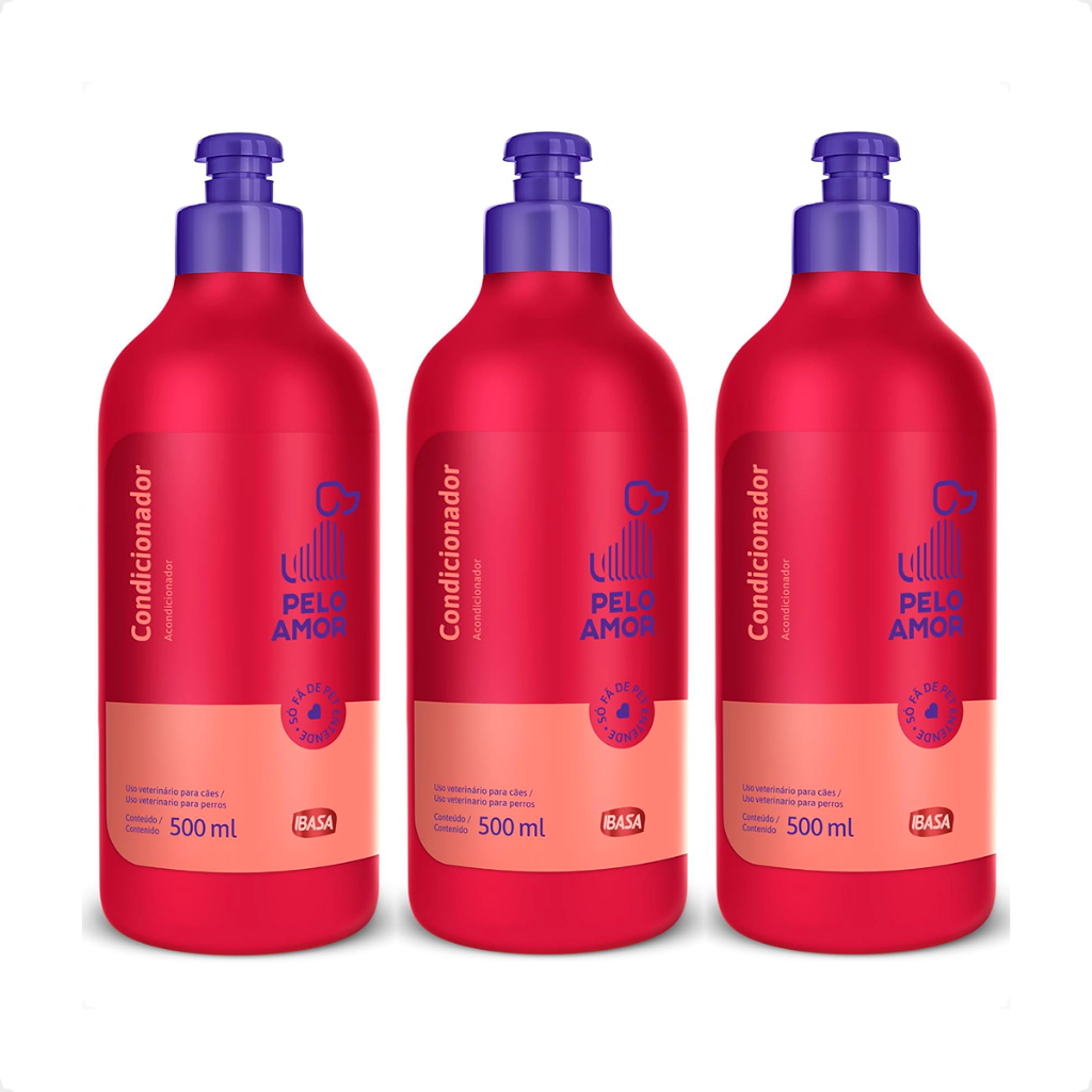 3 Condicionador P/ Cães e Gatos 500ml Ibasa - Envio Imediato