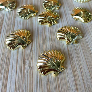Aplique concha dourada 2,5cm10 unidades -festa sereia-fundo do mar-aplique para laço-scrapbook em Oferta na Shopee