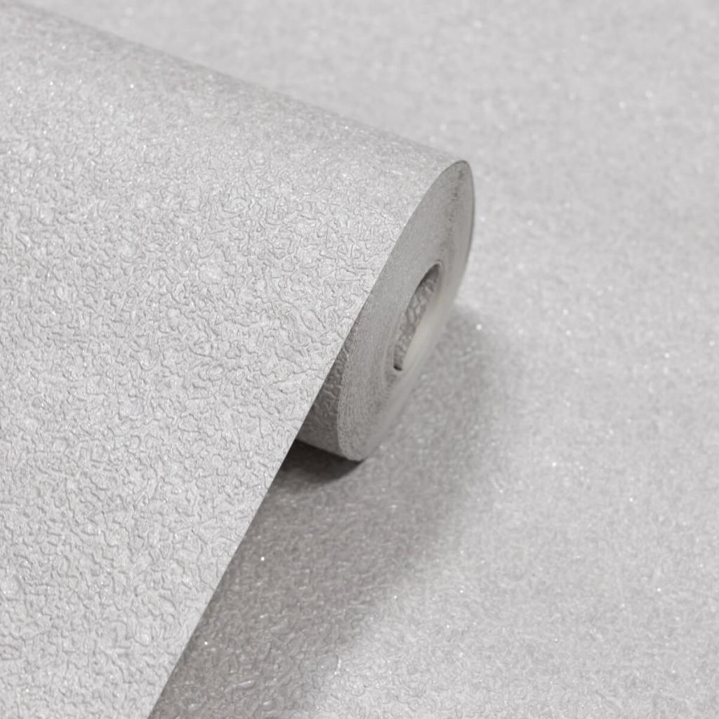 Papel de Parede em Rolo Tipo Mica Cinza Claro Importado Vinílico Texturizado 9,5m x 0,53 Top Luxo