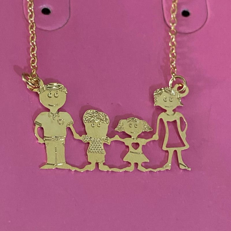 Colar de Família amor eterno Mãe Filho irmã Filha Pai aço inox dourado