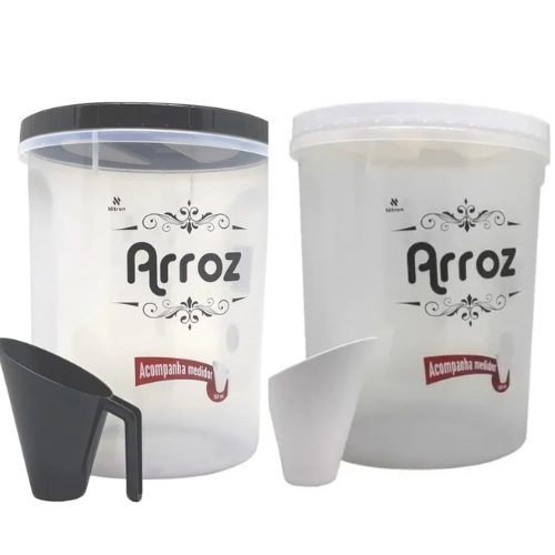 Pote Com Tampa De Rosca Redondo Para Arroz 5,8 L Com Medidor Nitron em Oferta na Shopee