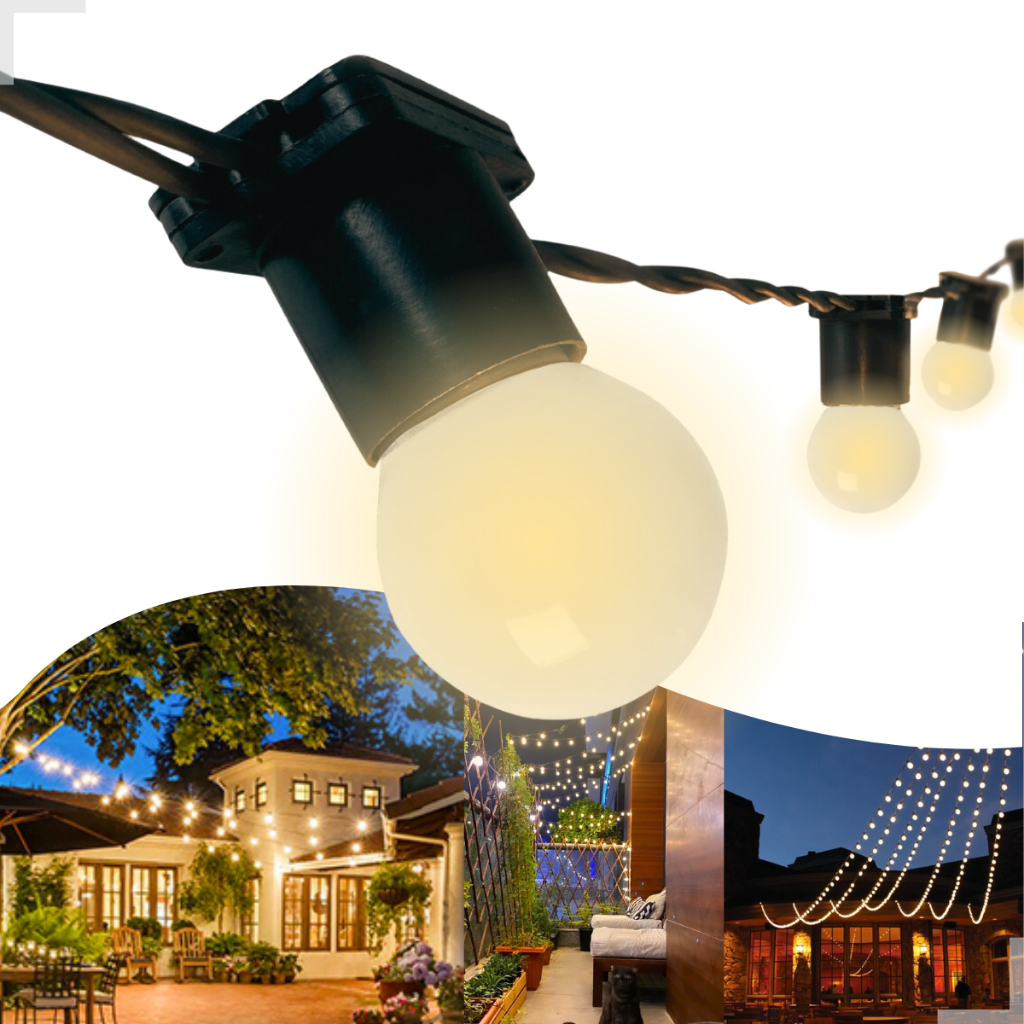 Varal de luzes LED 5 metros lâmpadas de meio em meio metro amarela externo 1w para festas jardim luz em Oferta na Shopee
