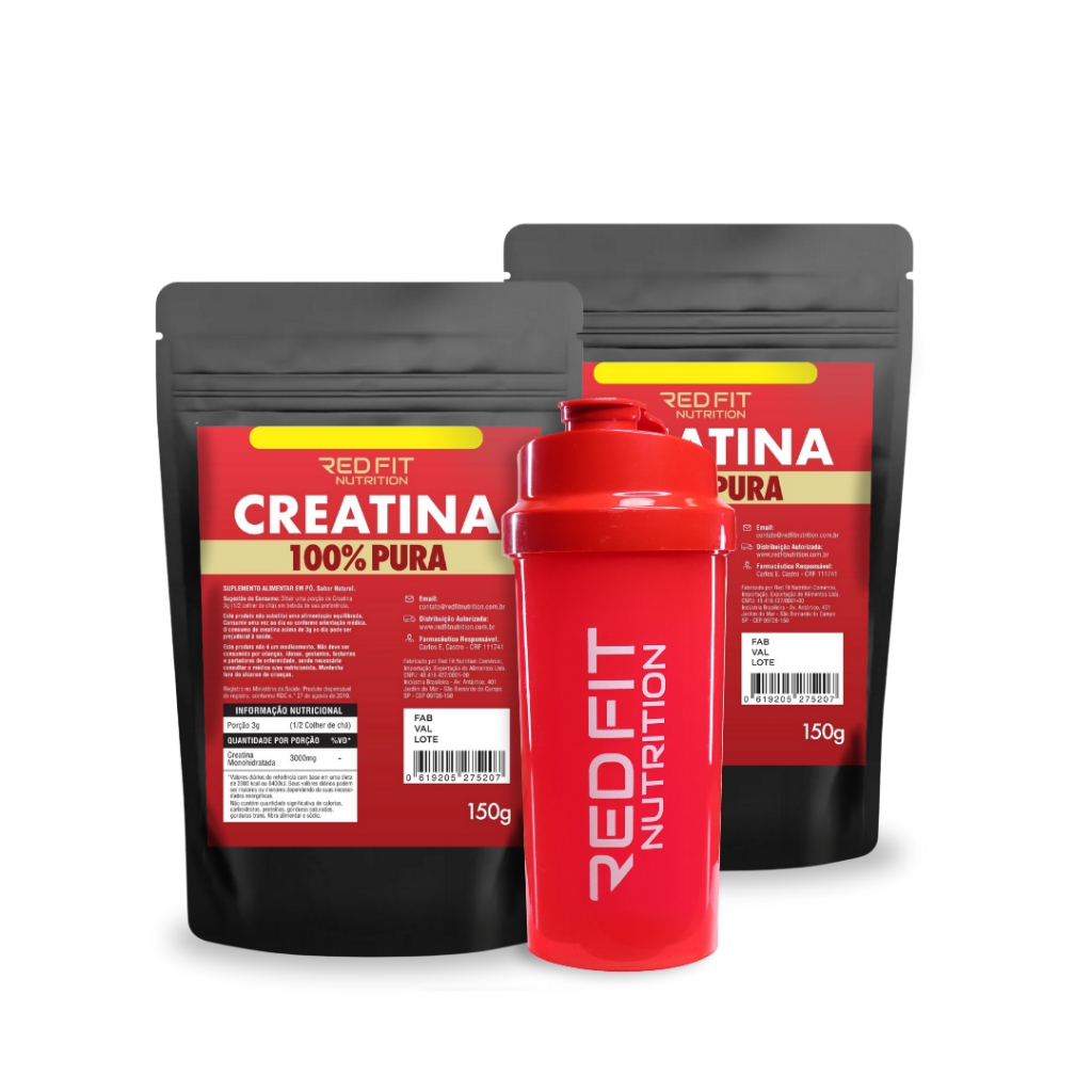 Creatina Monohidratada 300g - 100% Pura Matéria-Prima Importada - Red Fit Nutrition
