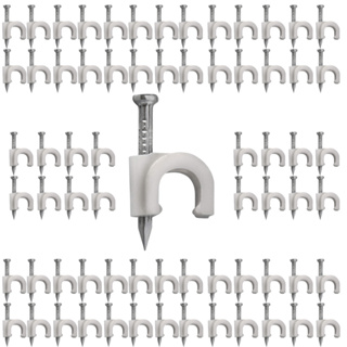 Kit 100 Grampo Miguelao Fixa Fio Cabo Coaxial Rg6 8mm Branco Prego De Aco em Oferta na Shopee