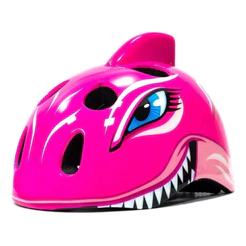 Capacete Ciclismo Infantil Absolute Tubarão Rosa Tamanho 49-55cm