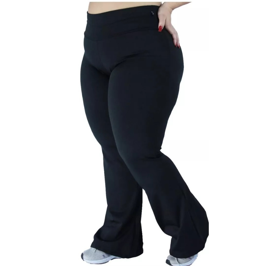 Calça Flare Bailarina Plus Size G1 G2 G3 G4 Cintura Alta WOLFOX em Oferta na Shopee