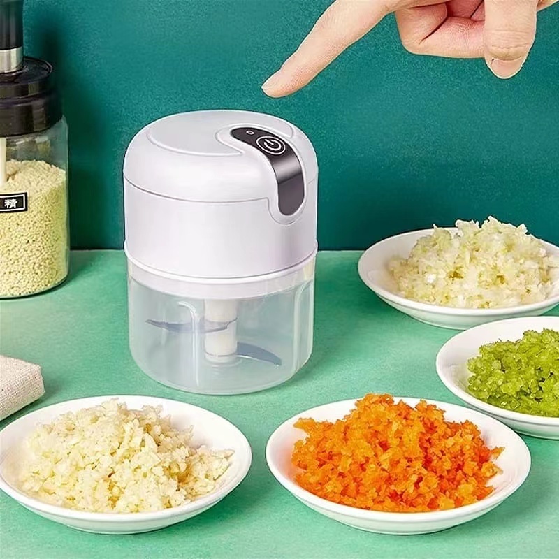 Mini Processador Elétrico Moedor Carne Vegetais Alho Fruta Amendoim USB Recarregável 250ml