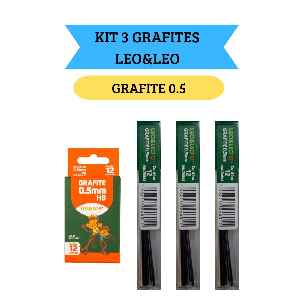 Kit 03 Grafites para Lapiseira Mina De Grafite 0.5mm Leo&Leo