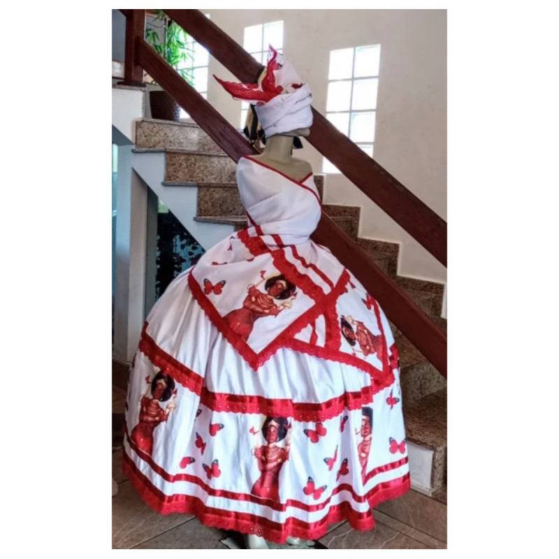 vestido Oyá Vermelho- conjunto com imagens de Oyá vermelho