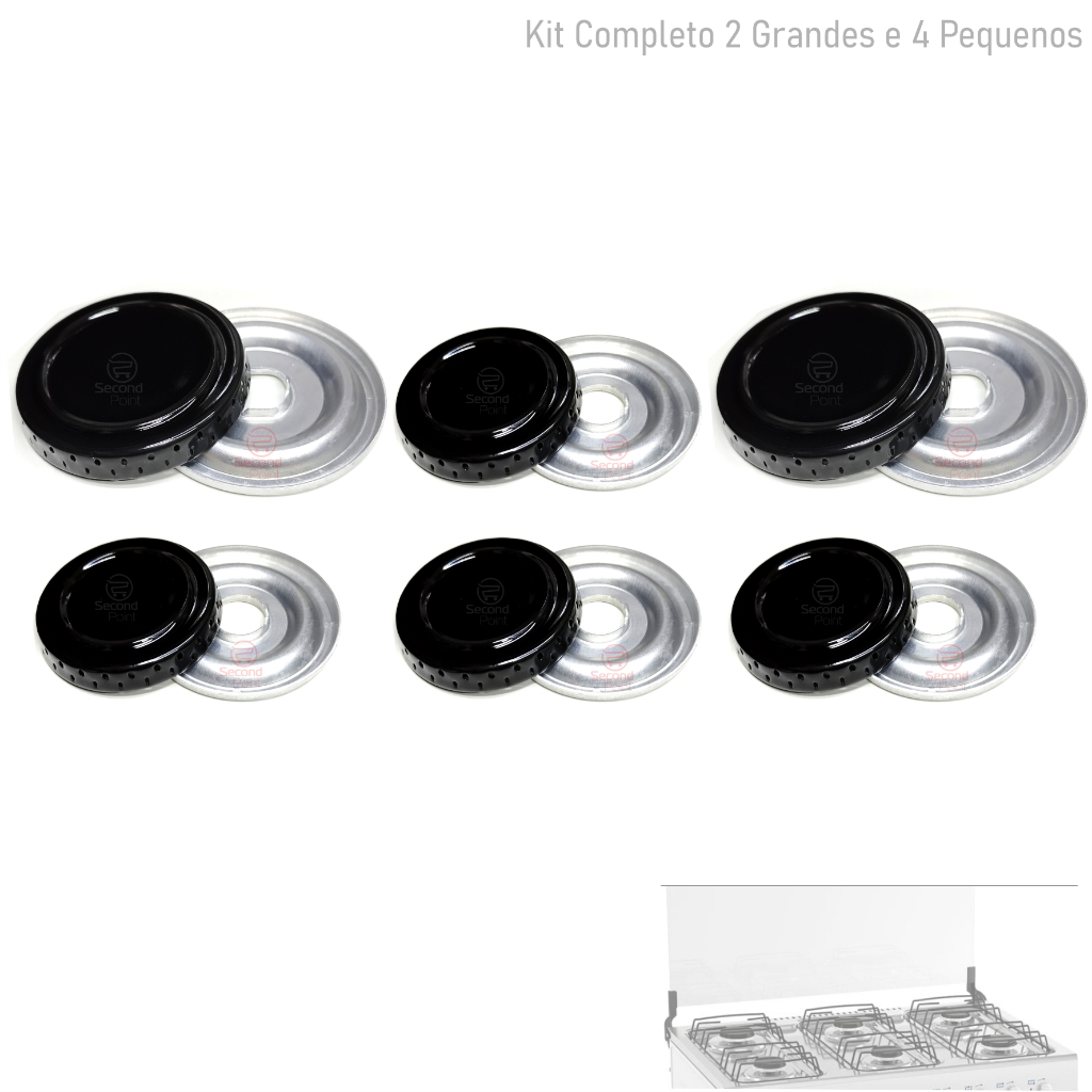 Kit Bacias e Espalhadores Fogão Itatiaia 6 Bocas - 4 Pequenos e 2 Grandes em Oferta na Shopee