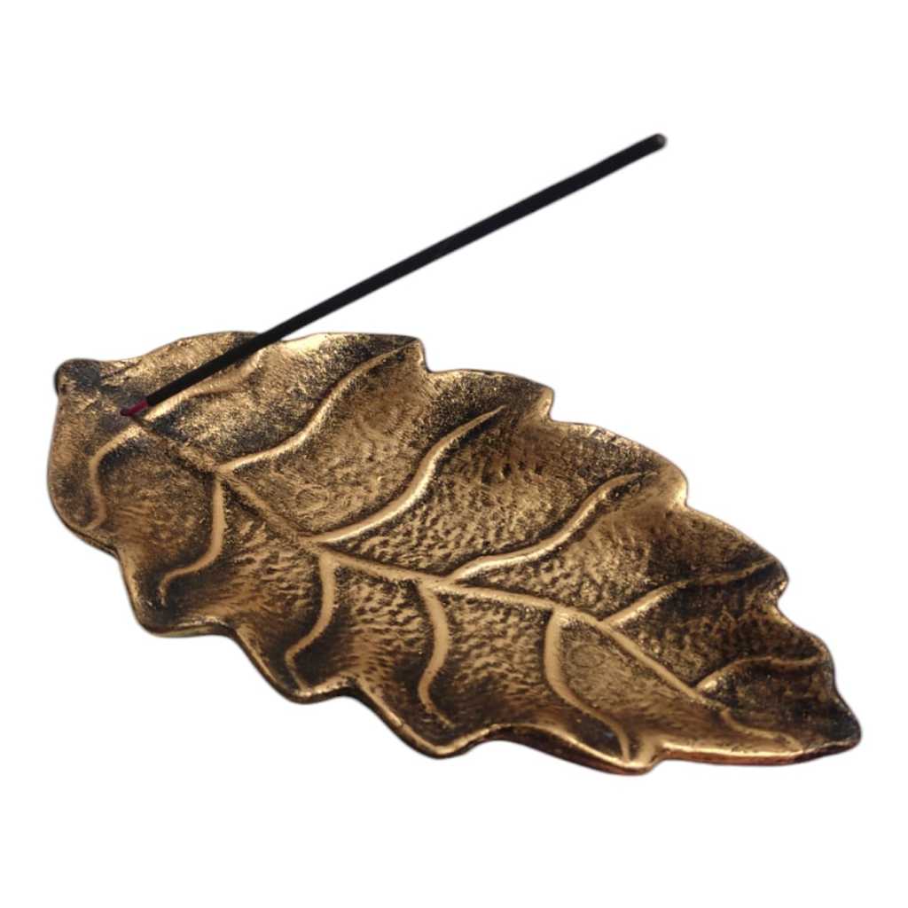 Incensario Folha Grande de Resina Dourada Porta Incenso em Oferta na Shopee