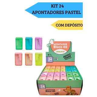 Kit 24 Apontadores Com Depósito Bloco 40  Pastel Trend Escolar Escritório Leo&Leo em Oferta na Shopee