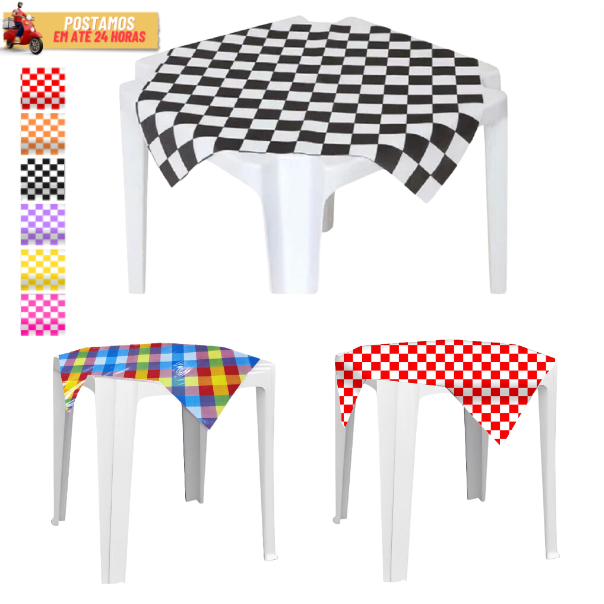 Kit 05 Toalhas De Mesa Xadrez Plástica 80x80cm Para Aniversário Festa Junina Casamento