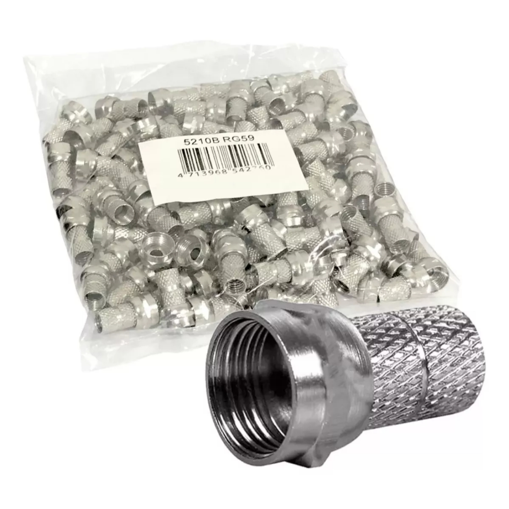100pcs Conector F Rosca Rg59 Para Cabo Coaxial Pacote