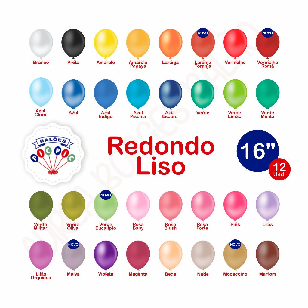 Balão Bexiga Festa Redondo PicPic 16 Polegadas C/ 12 Unidades em Oferta na Shopee