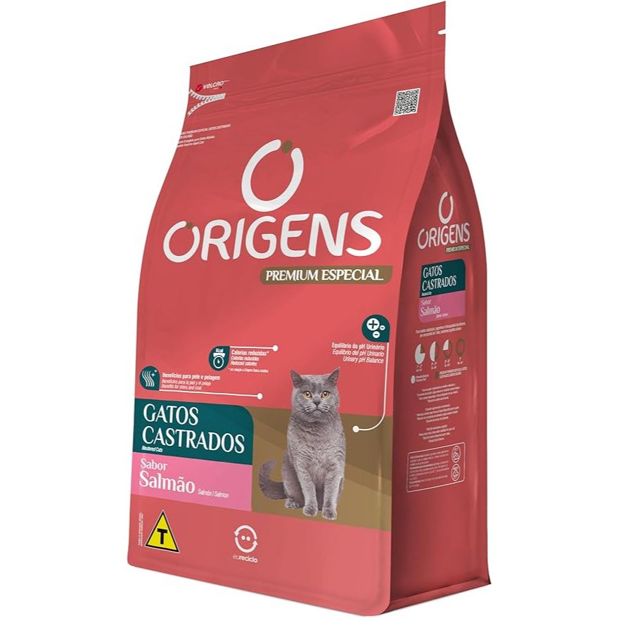 Ração Origens Gatos Castrados Salmão - 10,1kg