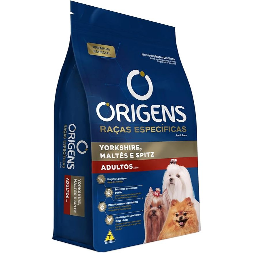 Ração Origens Cães Adultos York, Maltes e Sptiz - 10,1Kg