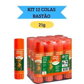 Kit 12 Colas em Bastão Escolar 21g  Escritório Artesanato Leo&Leo em Oferta na Shopee