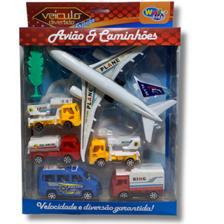 Kit Brinquedo Avião E Caminhão De Bombeiro Resgate Jatinho em Oferta na Shopee