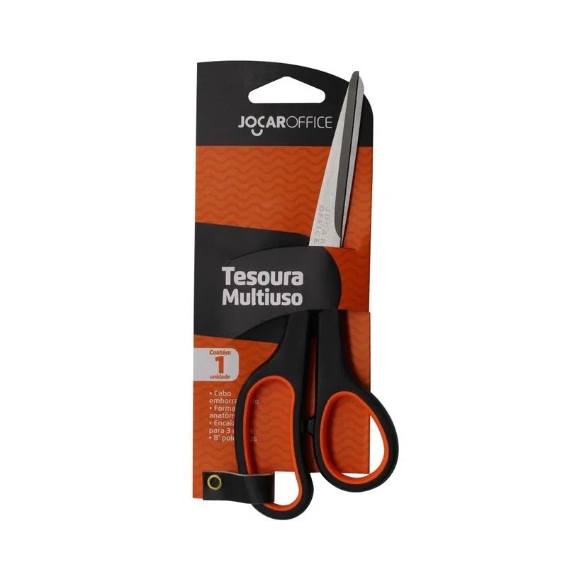 Tesoura Multiuso Cabo Emborrachado Grande 21cm 8 Polegada Inox Jocar Office em Oferta na Shopee