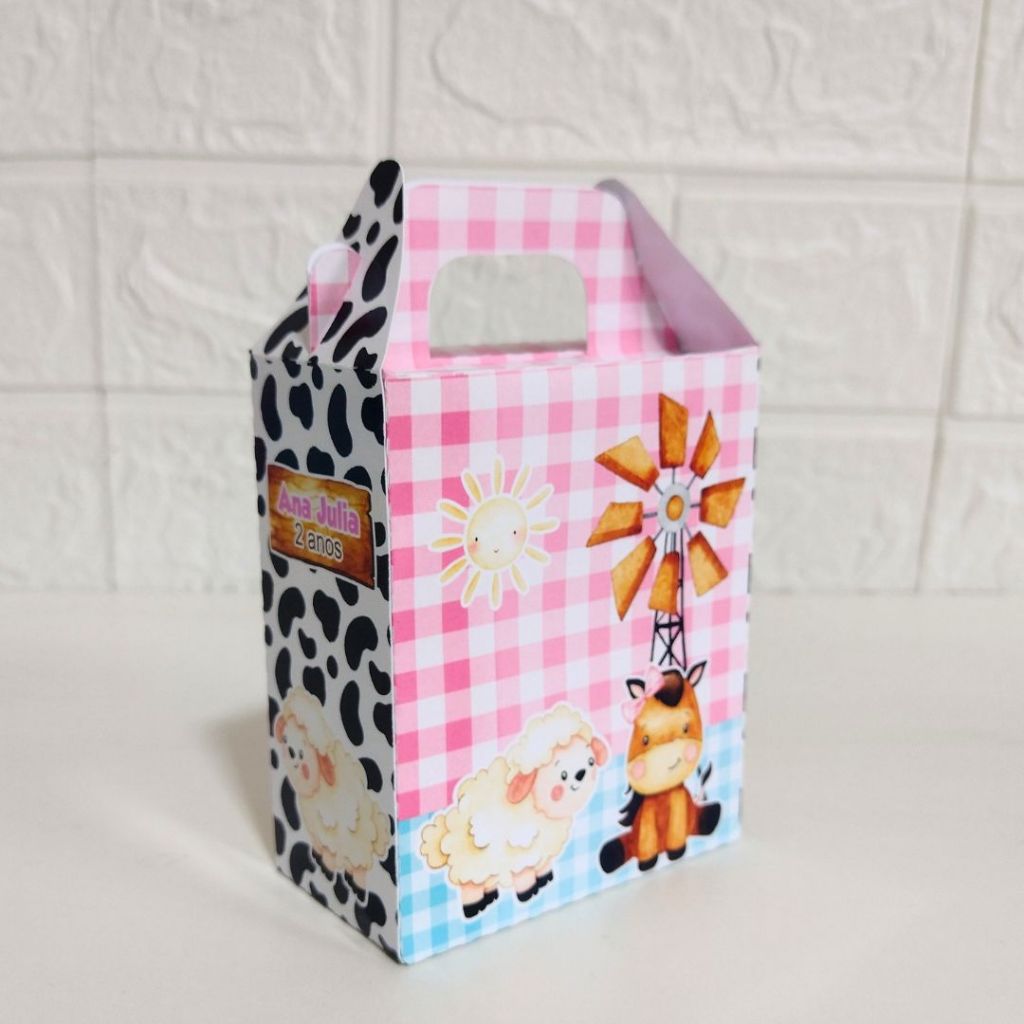 Maleta Personalizada Fazendinha Menina - (PEGUE E MONTE) Kit festa - lembrancinha - aniversário - caixas personalizadas
