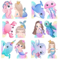 Sereia Aquarela kit decoração de festa infantil 10 display de 20cm
