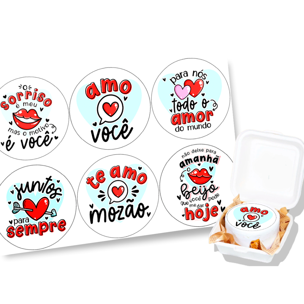 Papel Arroz comestível para mini bolo bento cake 9,5 Cm Redondo festa comemoração surpresa dia dos namorados te amo meu mozão juntos para sempre