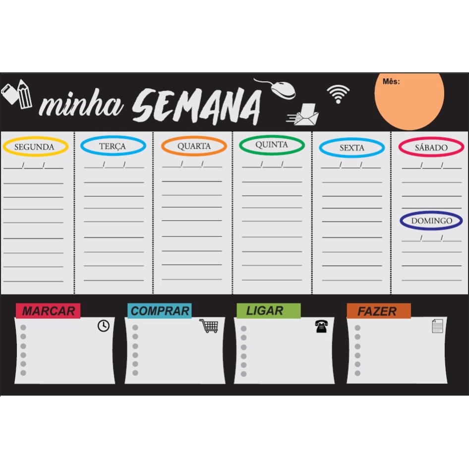 Quadro Magnético Planner Planejamento Semanal Lousa em Oferta na Shopee