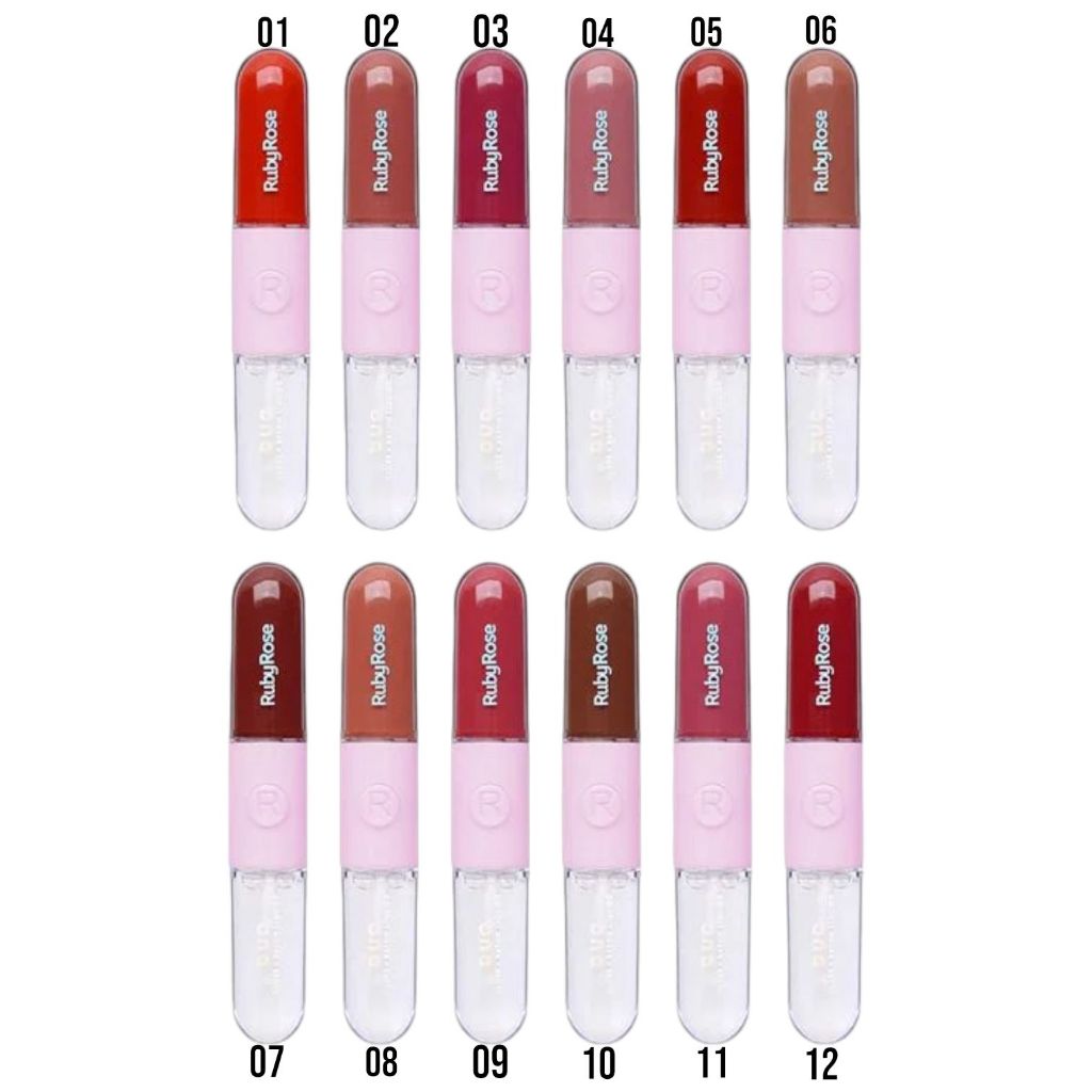 Batom Duo com Gloss Líquido Ruby Rose
