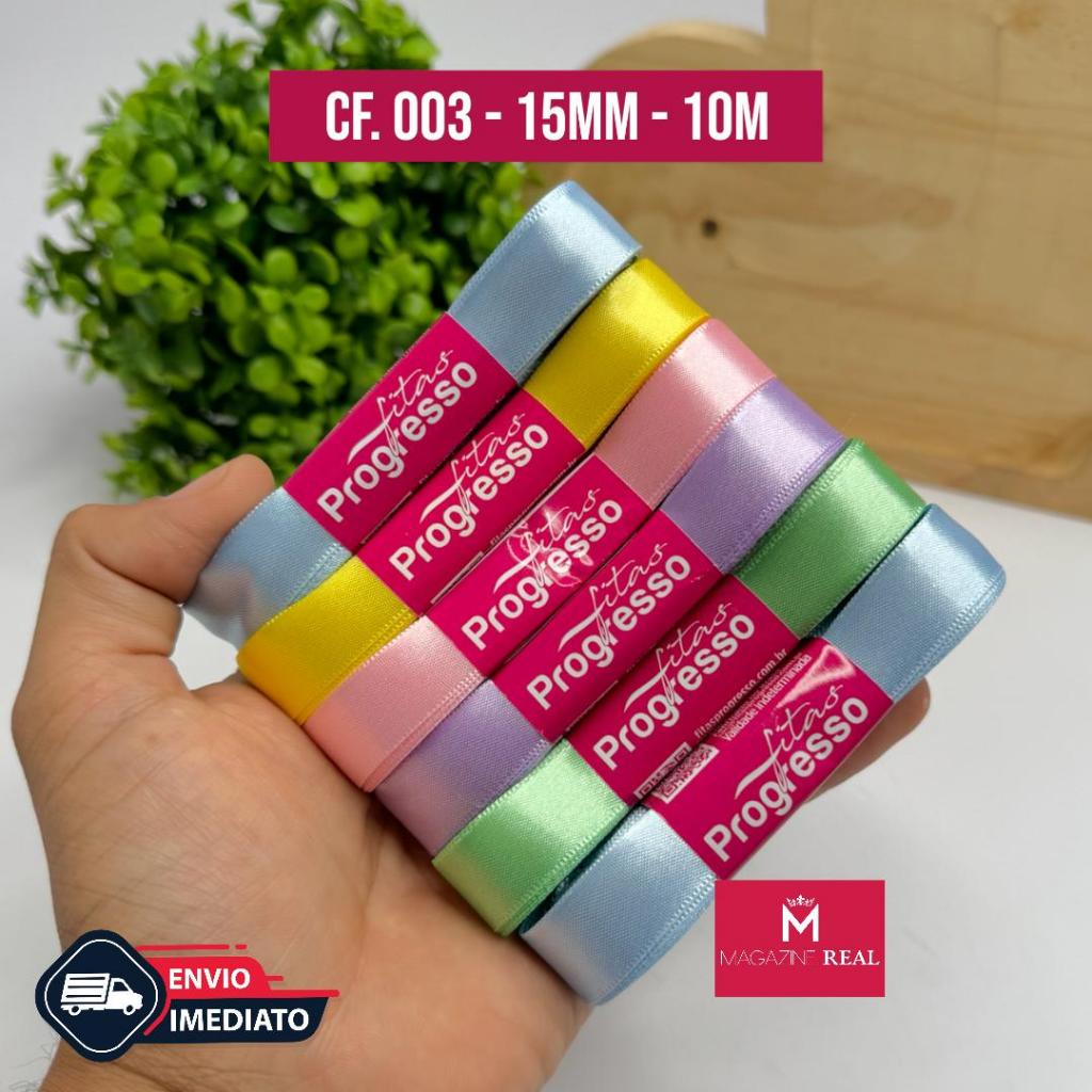 Fita de Cetim Progresso N°3 15mm - 10mts em Oferta na Shopee