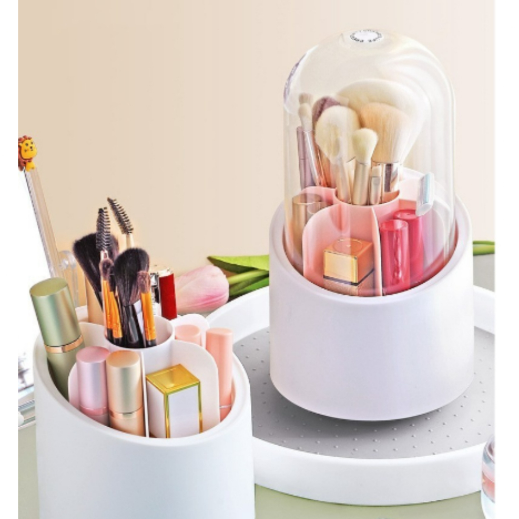Rotação Organizador Portátil 360º De Mesa Cosmético Maquiagem Porta-escovas Batom Caixa Tubo Transparente em Oferta na Shopee