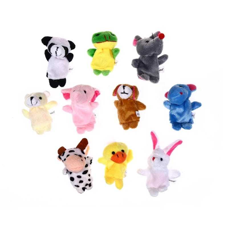 Brinquedo BEBE Fantoches de Dedos Dedoches c/ 10 Animais/Bichinhos Pelucia Brinquedo Sensorial