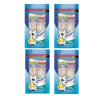 Kit Petisco para Caes Osso Palito Deliciosso com leite 100g - 4 pacotes em Oferta na Shopee