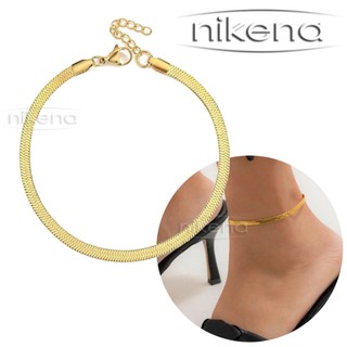 Tornozeleira Cobra Malha em Aço Inoxidável Ouro 21 À 24cm : Extensor de 3cm : 3mm de Espessura : Semi jóia Não escurece