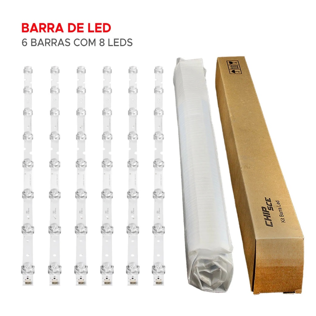 Kit Barras Led Tv Compatível com TV Semp Tcl 65P65US / 65P8M -  6 Barras Novas em Alumínio 65hr330m08