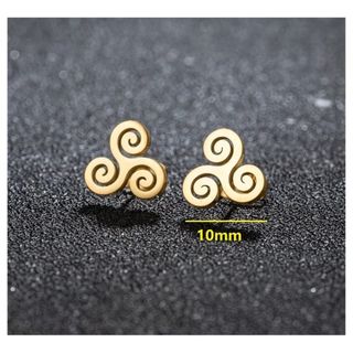Brinco Triskle Aço Inoxidável Dourado  Celta Triquetra Wicca Nórdico Mistic Dark Deuses Deusas Bruxa
