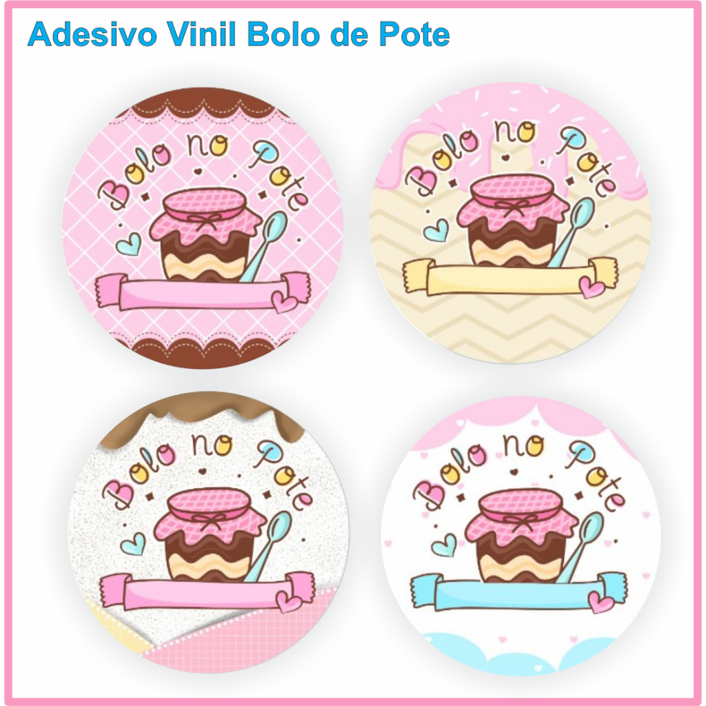 120 Adesivos Vinil Bolo De Pote | Embalagem Bolo | Adesivo Confeitaria