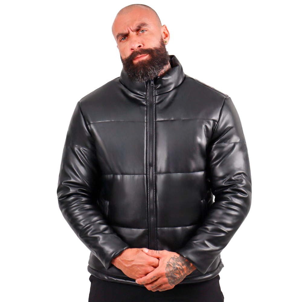 Jaqueta de Couro Bobojaco Frio Masculino Casaco de Inverno Preto Para Homens Forrada