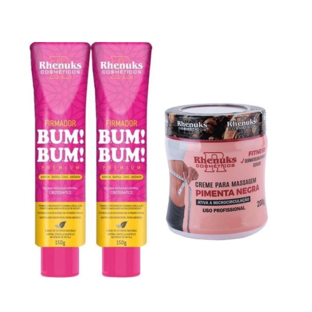 Kit Gel Redutor De Medidas Pimenta Negra 200g + 2und Gel Firmador De Bumbum 150g em Oferta na Shopee