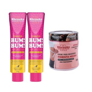 Kit Gel Redutor De Medidas Pimenta Negra 200g + 2und Gel Firmador De Bumbum 150g em Oferta na Shopee