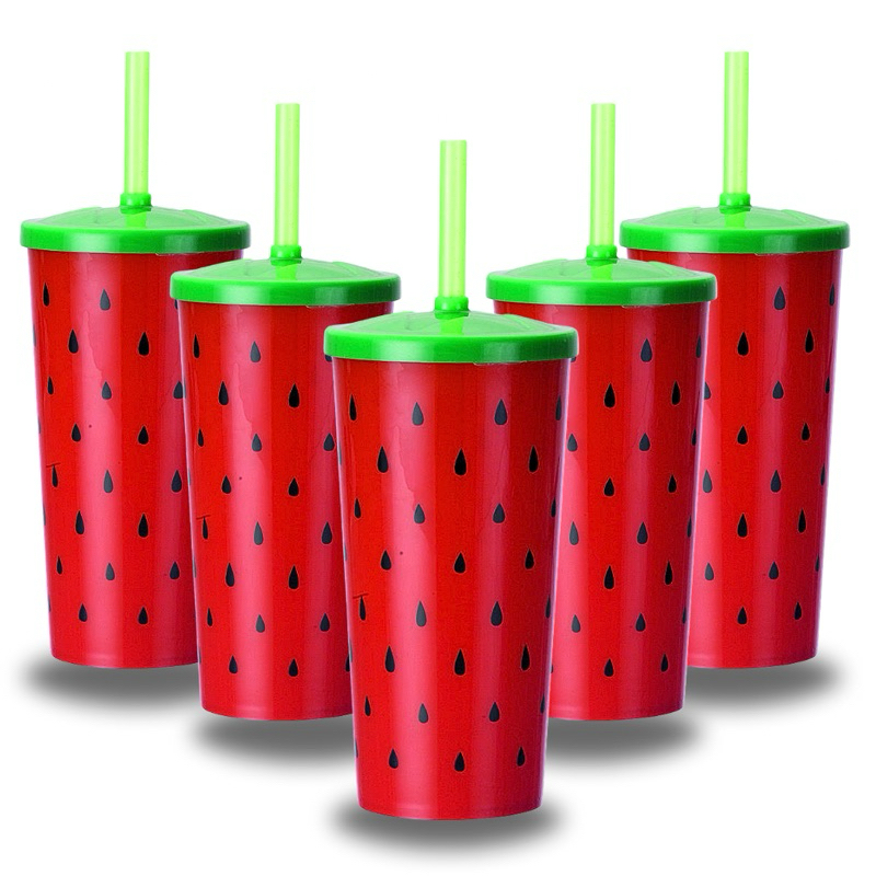 Copo Melancia Com Canudo 600 ml Festa Temática  Injetemp