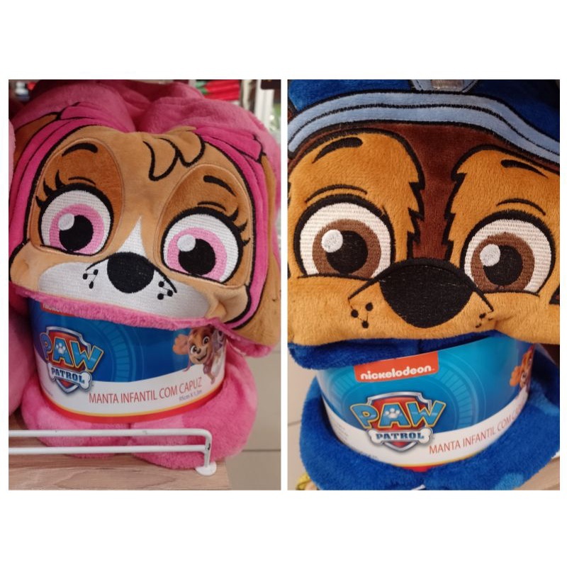 Mantas Infantil com Capuz Patrulha Canina 1.3cm x 95cm!
