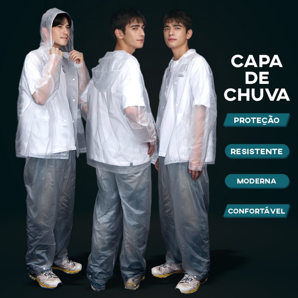 Capa de chuva adulto masculina feminina com capuz de PVC impermeável Cp51-SKU