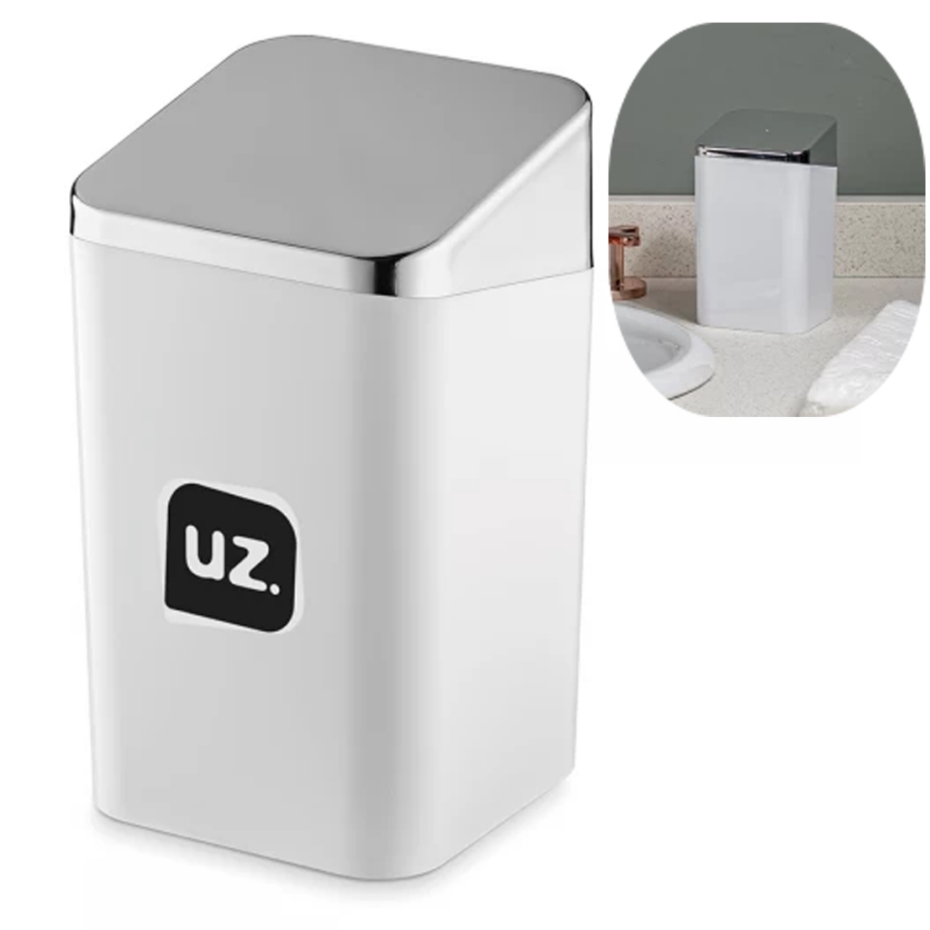 Porta Algodão Com Tampa Slim Branco Plástico Banheiro Achadinho Casa - Uz