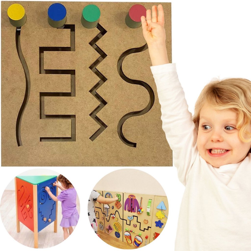 Painel Psicomotor Brinquedo Educativo e Pedagógico em MDF em Oferta na Shopee