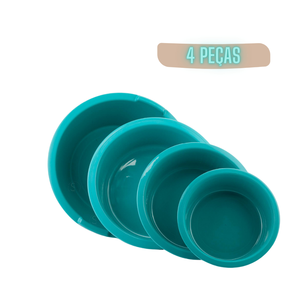 Jogo C/ 4 Bacia Redonda Para Cozinha Lavanderia Varios Tamanhos e Cores