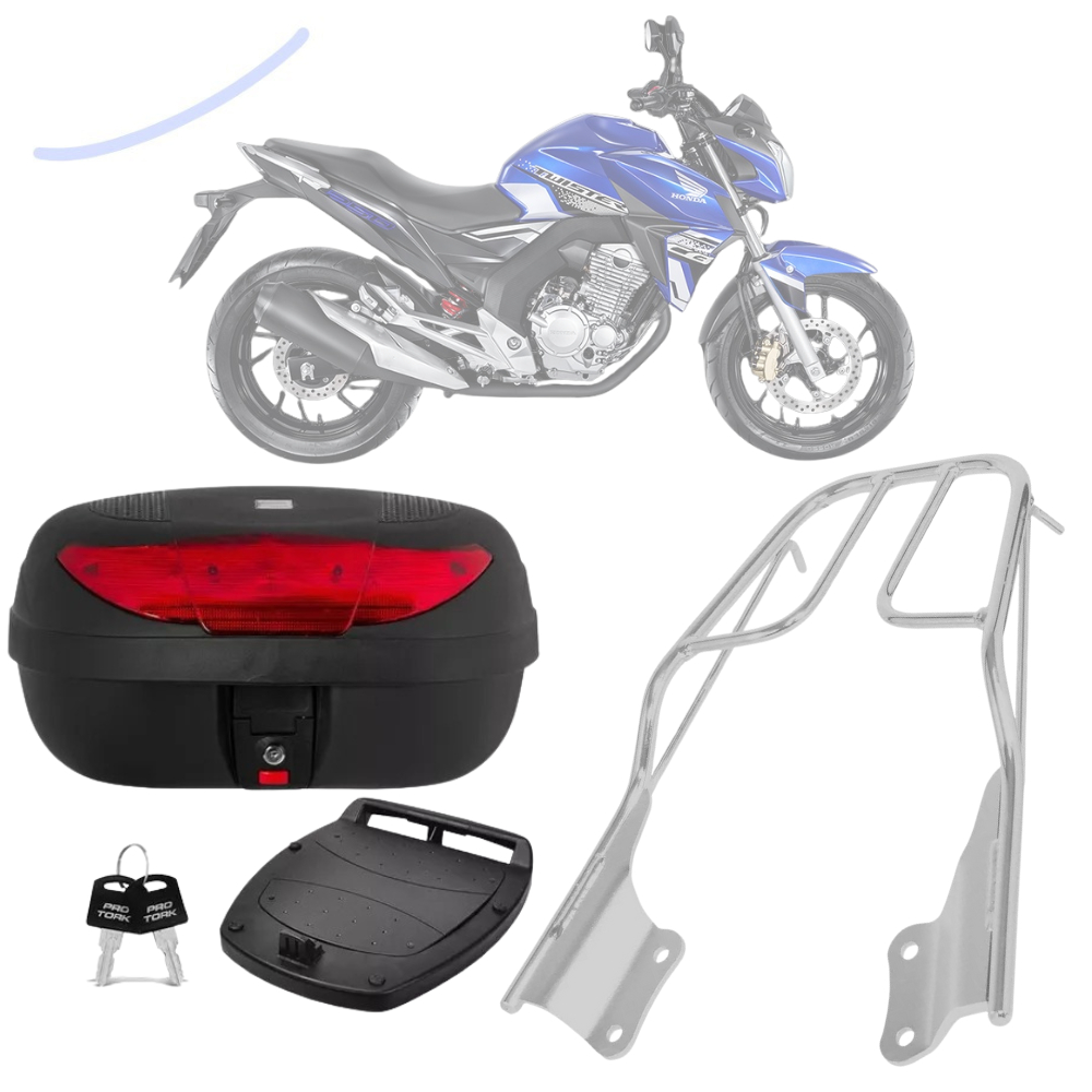 Bauleto Bau 45 Litros Com Bagageiro Sansão Churrasqueira Moto Twister 2015 a 2023